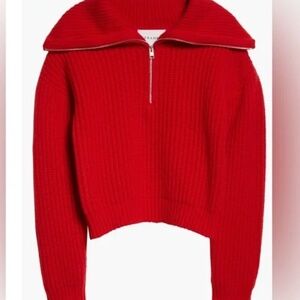 FRAME Half Zip Ribbed Sweater
